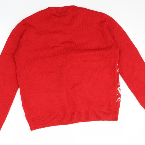 Disney Womens Red Fair Isle Knit Pullover Jumper Size XS  - Christmas Minnie Mouse