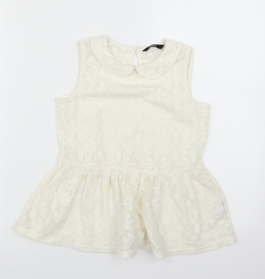 Front view of George girls’ ivory basic blouse, size 8-9, years