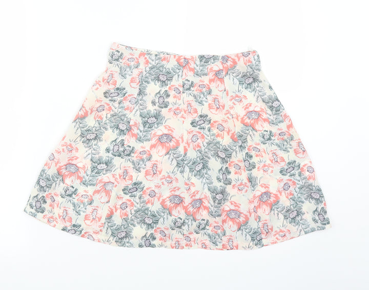PRETTYLITTLETHING Womens White Floral A-Line Skirt Size 6