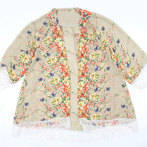 Preworn Womens Brown Floral  Cardigan Jumper Size M