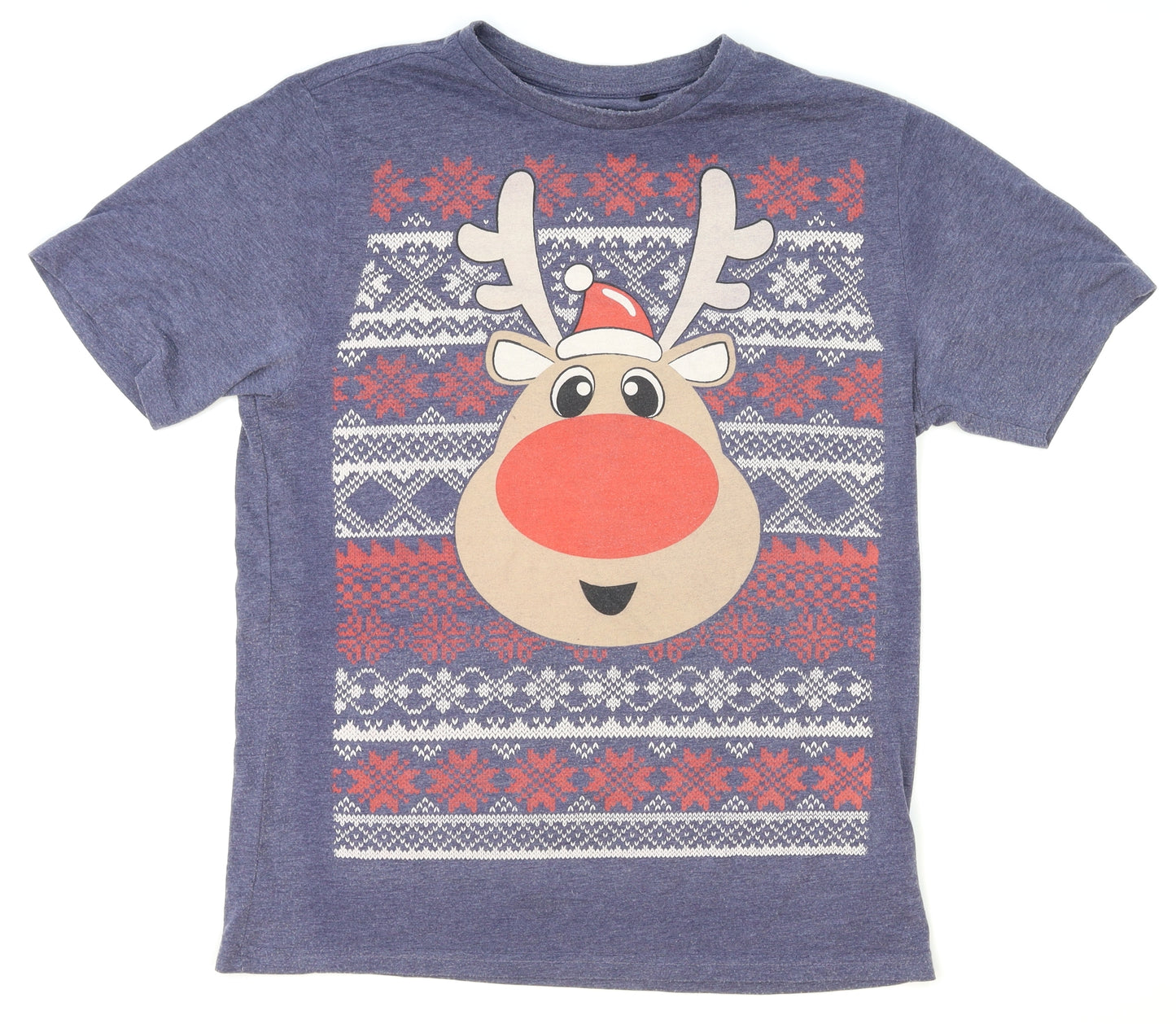 Unbranded Mens Grey    T-Shirt Size S  - christmas, rudolph