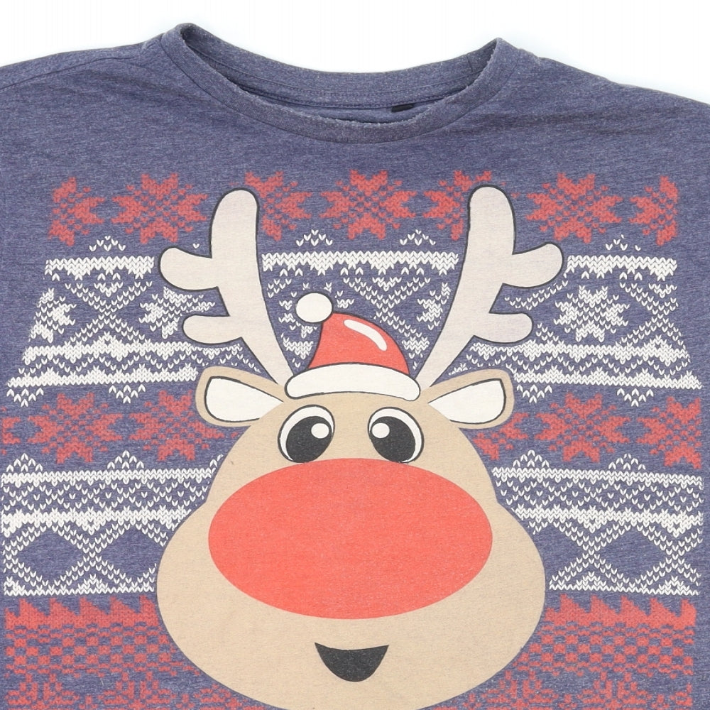 Unbranded Mens Grey    T-Shirt Size S  - christmas, rudolph