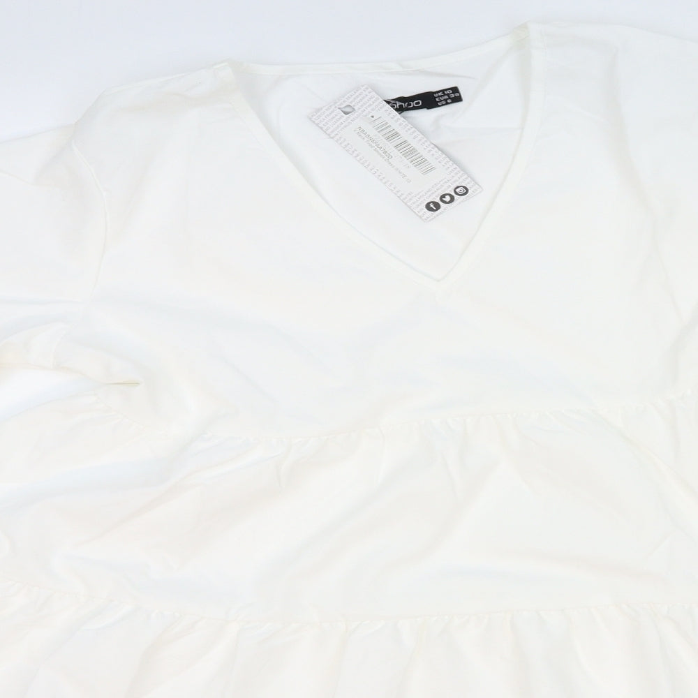Boohoo Womens White   A-Line  Size 10  - Smock Dress
