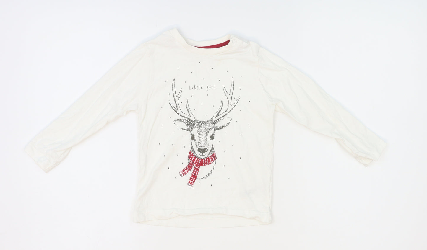 Nutmeg Baby White   Basic T-Shirt Size 18-24 Months  - Reindeer
