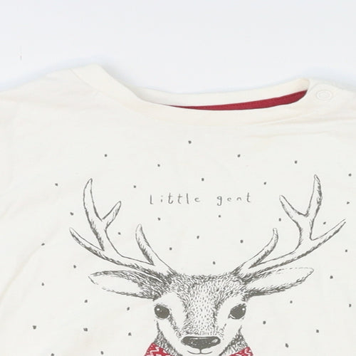 Nutmeg Baby White   Basic T-Shirt Size 18-24 Months  - Reindeer