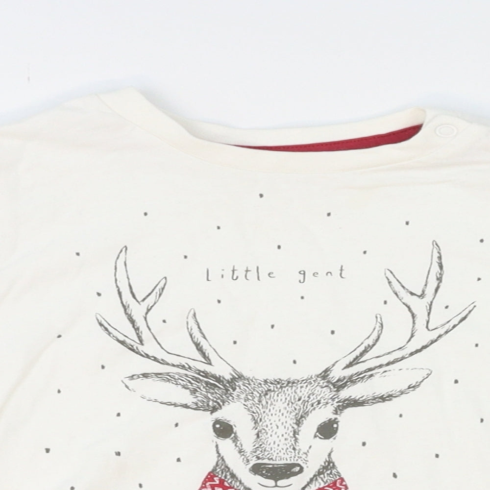 Nutmeg Baby White   Basic T-Shirt Size 18-24 Months  - Reindeer