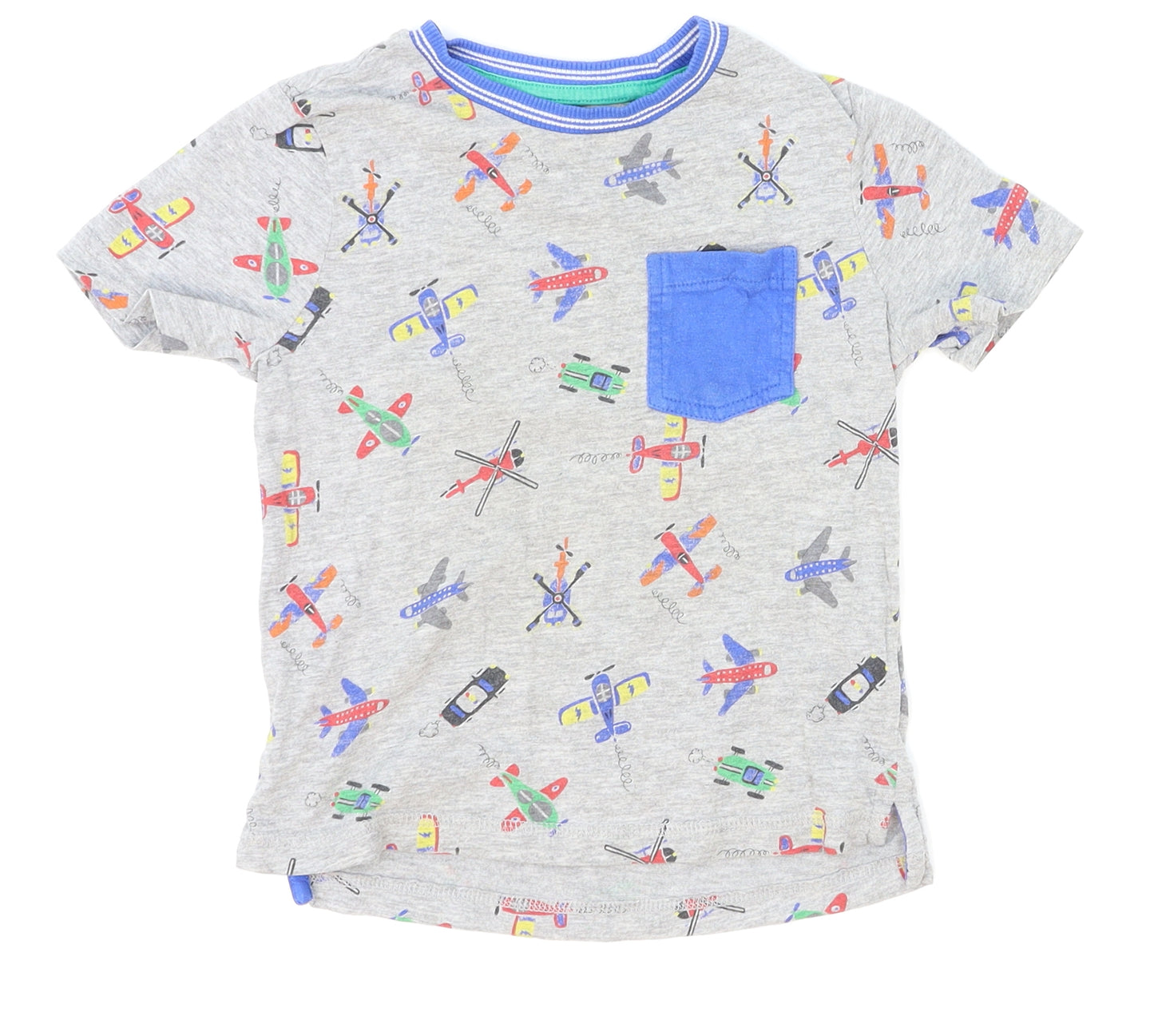 TU Boys Grey   Basic T-Shirt Size 18-24 Months  - cars, helicoptor, plane, ehicles