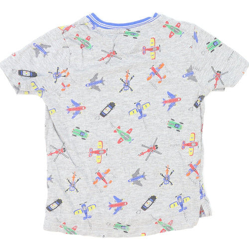 TU Boys Grey   Basic T-Shirt Size 18-24 Months  - cars, helicoptor, plane, ehicles