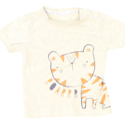 TU Baby Beige   Basic T-Shirt Size 18-24 Months  - tiger