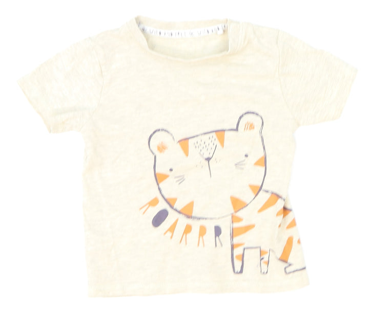 TU Baby Beige Basic T-Shirt Size 18-24 Months - tiger