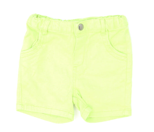 Front view of TISSAIA Baby Green Denim Cropped Jeans, size 18-24, Months