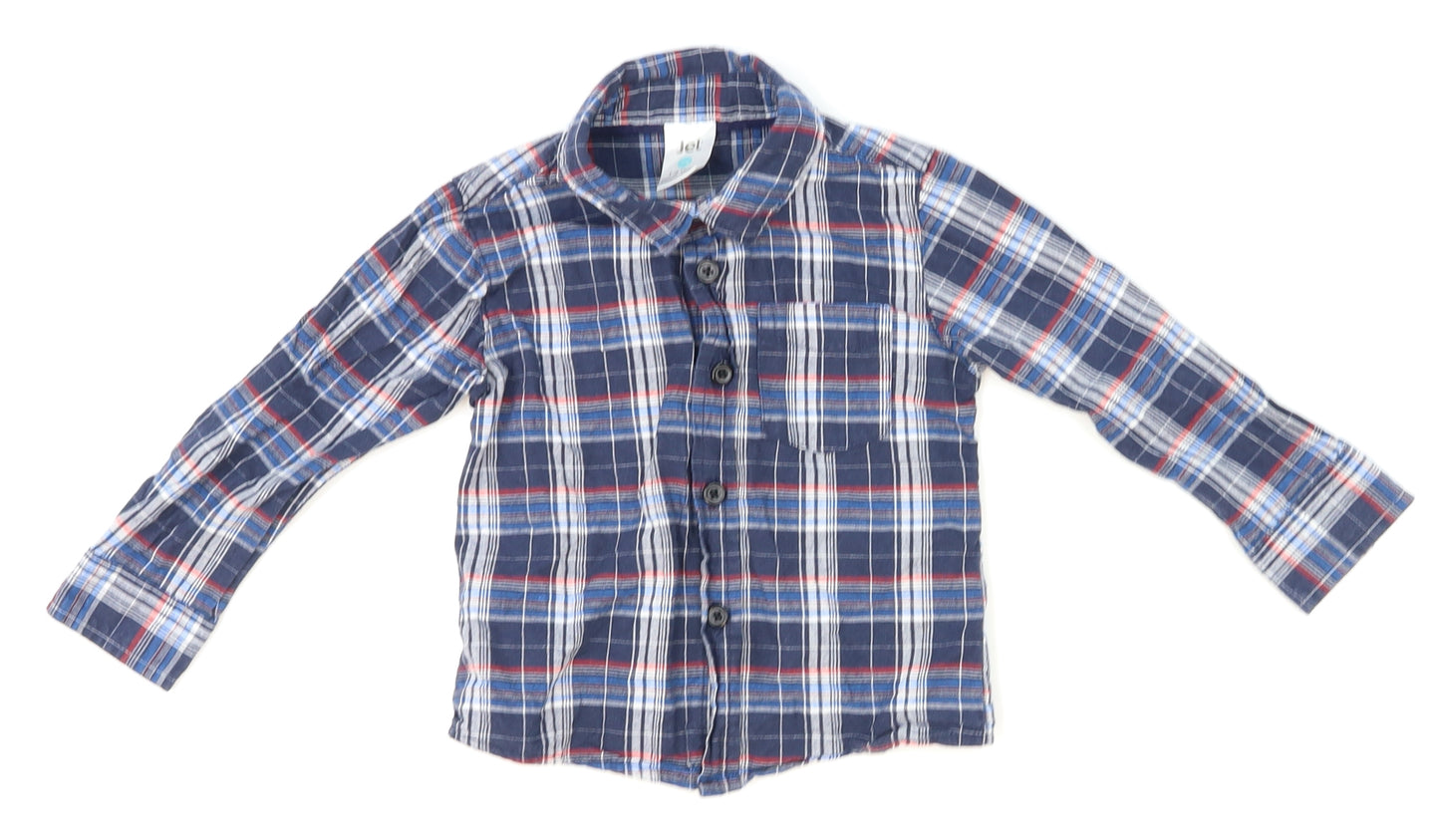 Jet Boys Blue Plaid  Basic Dress Shirt Size 12-18 Months