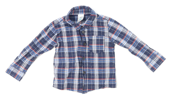 Jet Boys Blue Plaid  Basic Dress Shirt Size 12-18 Months