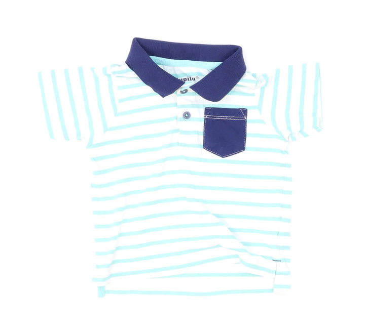 Lupilu Boys White Striped  Basic Polo Size 12-18 Months