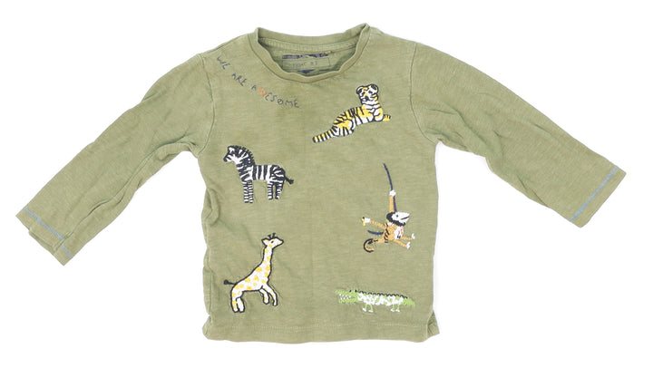 NEXT Baby Green Basic T-Shirt Size 12-18 Months - animal, tiger, zebra