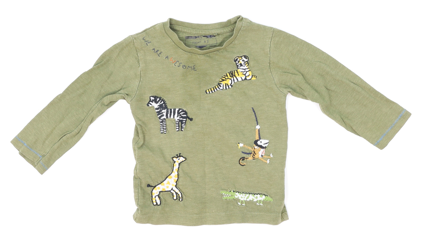 NEXT Baby Green   Basic T-Shirt Size 12-18 Months  - animal, tiger, zebra