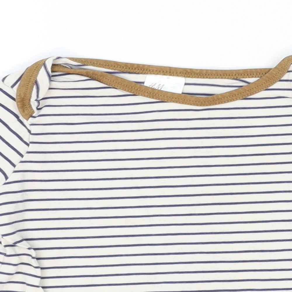 H&M Baby White Striped  Basic T-Shirt Size 12-18 Months