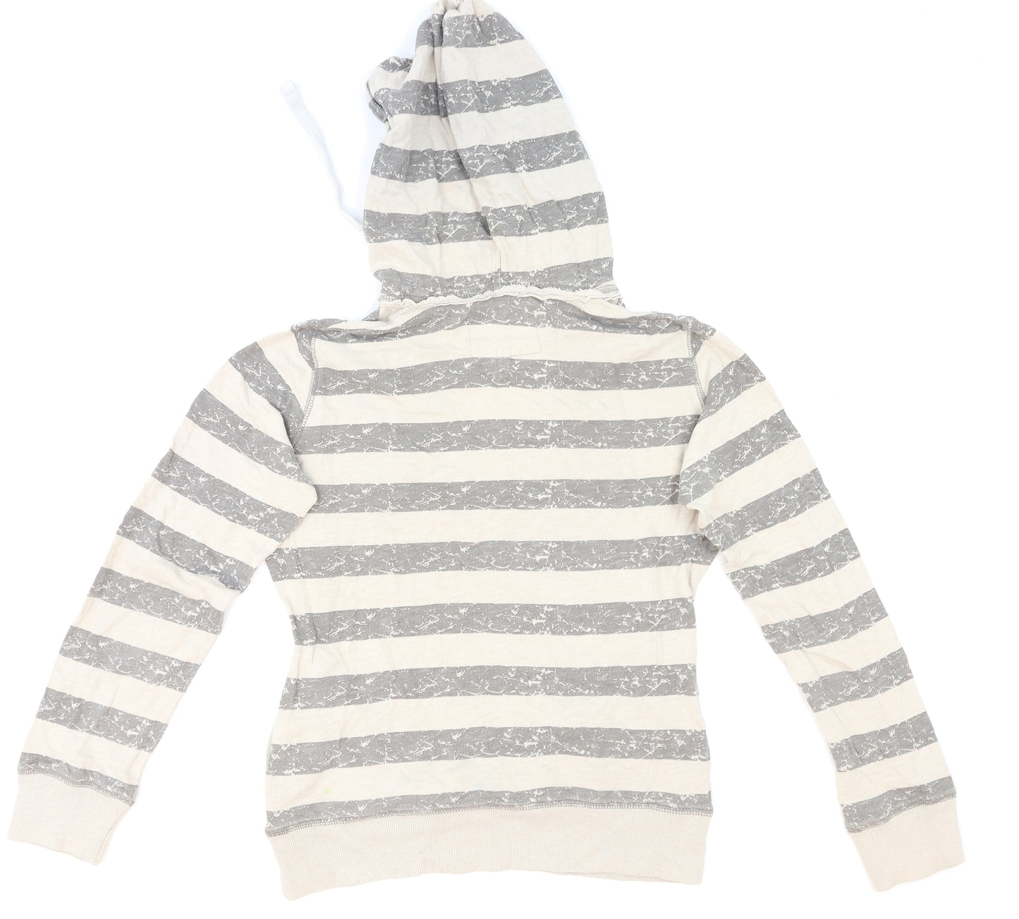 NEXT Womens Beige Striped Knit Pullover Hoodie Size 10