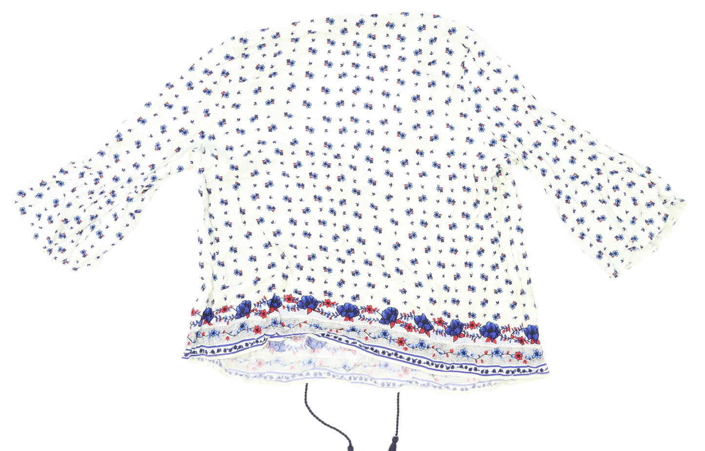 George Womens White Floral  Basic Blouse Size 14