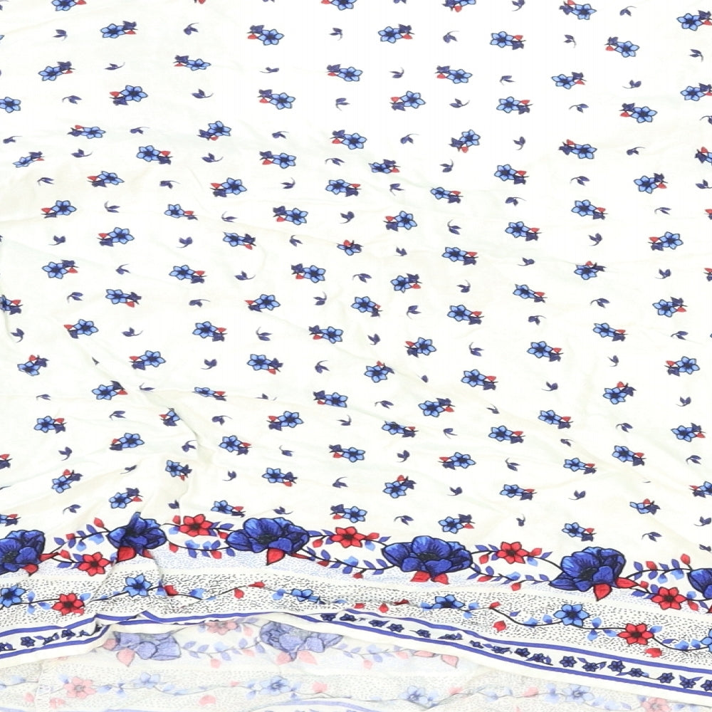 George Womens White Floral  Basic Blouse Size 14