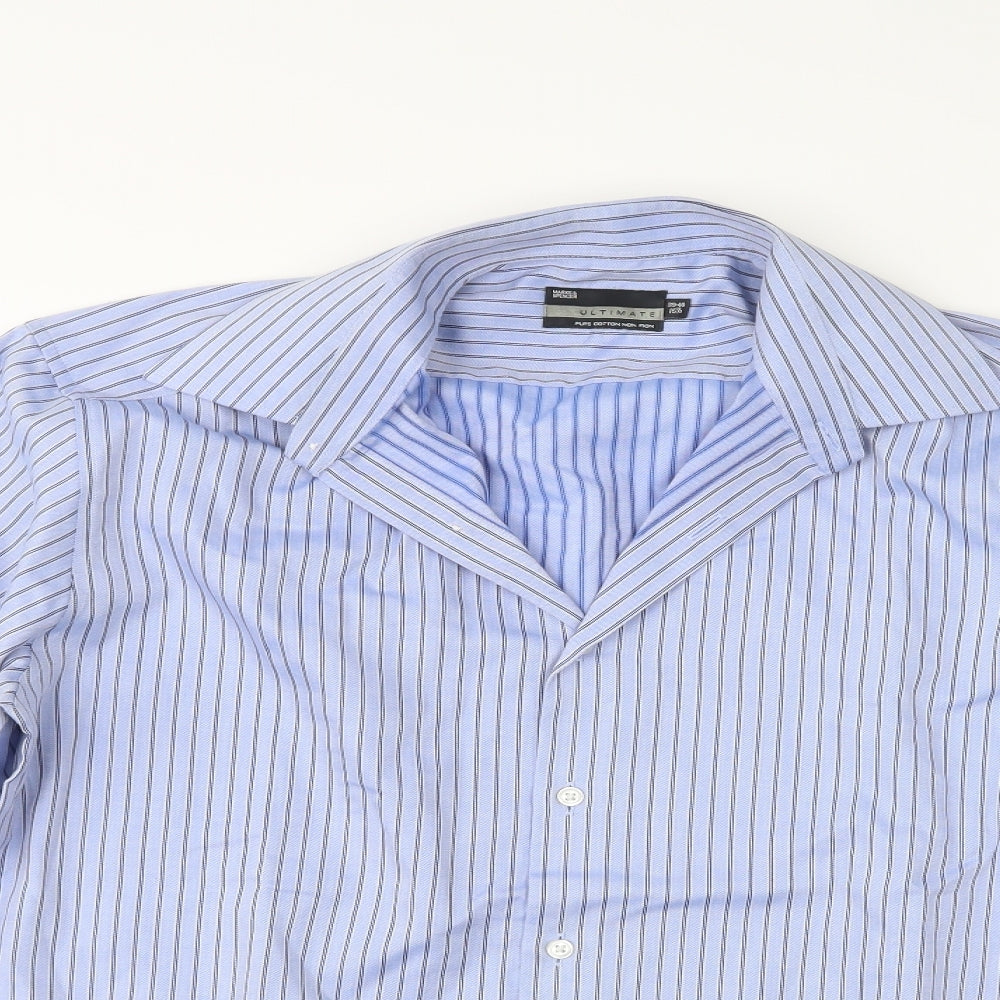 Marks and Spencer Mens Blue Striped   Dress Shirt Size 40