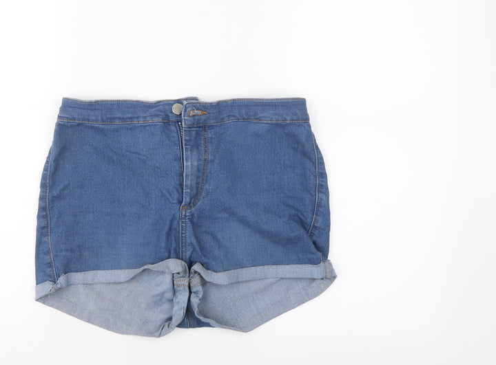 Topshop Womens Blue Denim Hot Pants Shorts Size 30 in
