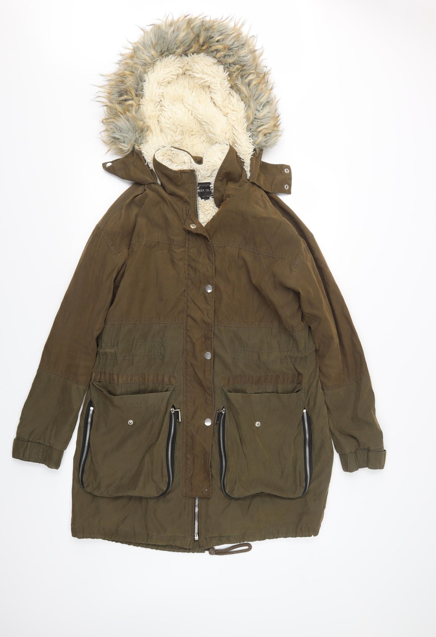 River Island Womens Green   Parka Coat Size 10