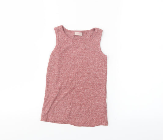 Front view of Next girls’ pink basic tank, size 4, years