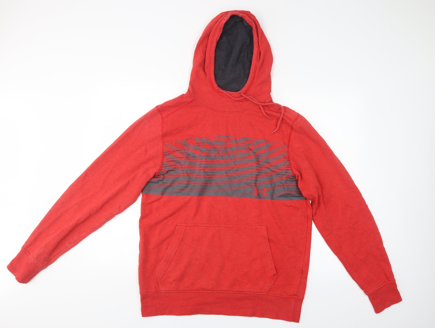 Under armour Mens Red Striped  Pullover Hoodie Size M