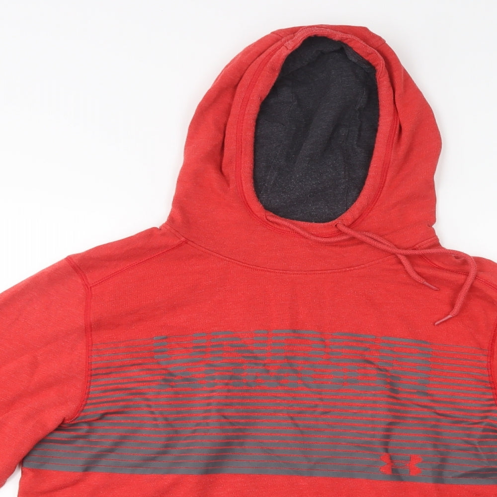 Under armour Mens Red Striped  Pullover Hoodie Size M