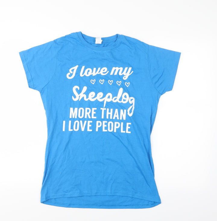 Gilden Womens Blue   Basic T-Shirt Size L