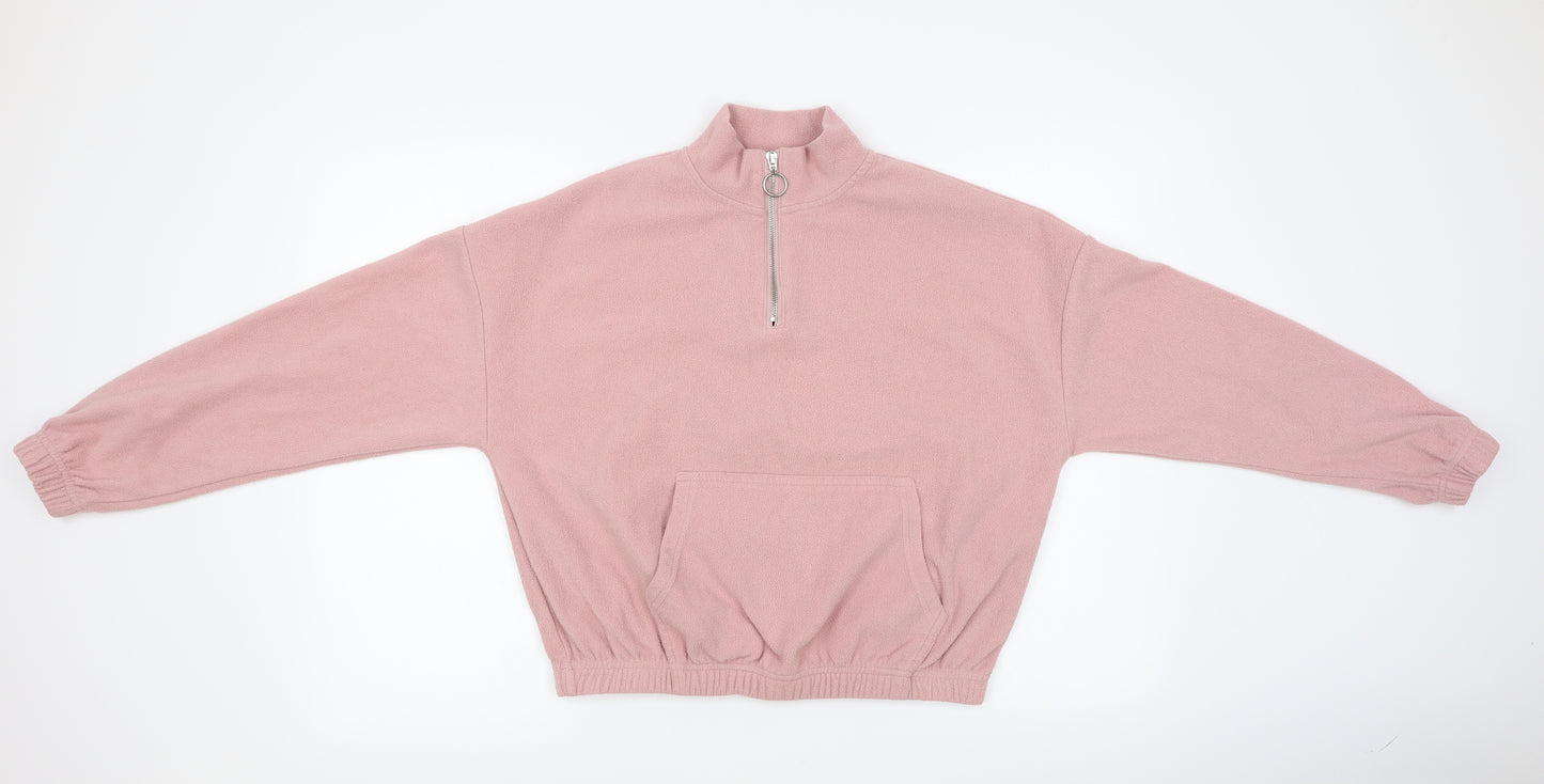 New Look Womens Pink  Fleece Henley Jumper Size 10