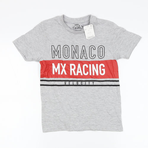 Pep&Co Boys Grey   Basic T-Shirt Size 7-8 Years  - Monaco MX Racing