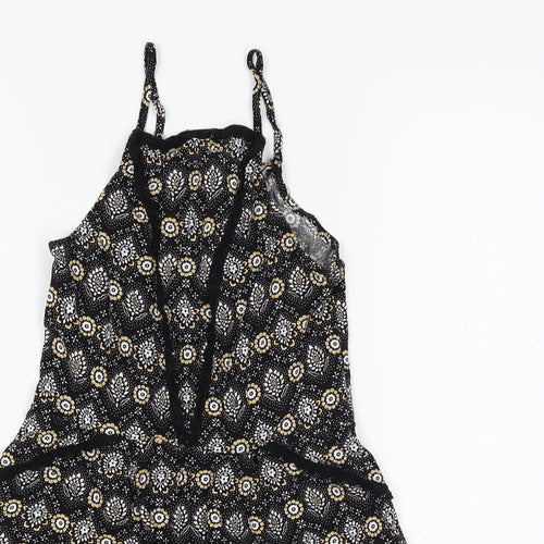 Preworn Girls Black Floral  Playsuit One-Piece Size S L3 in