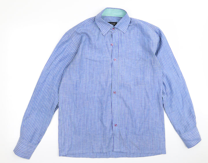 blue park Mens Blue Striped   Button-Up Size 40