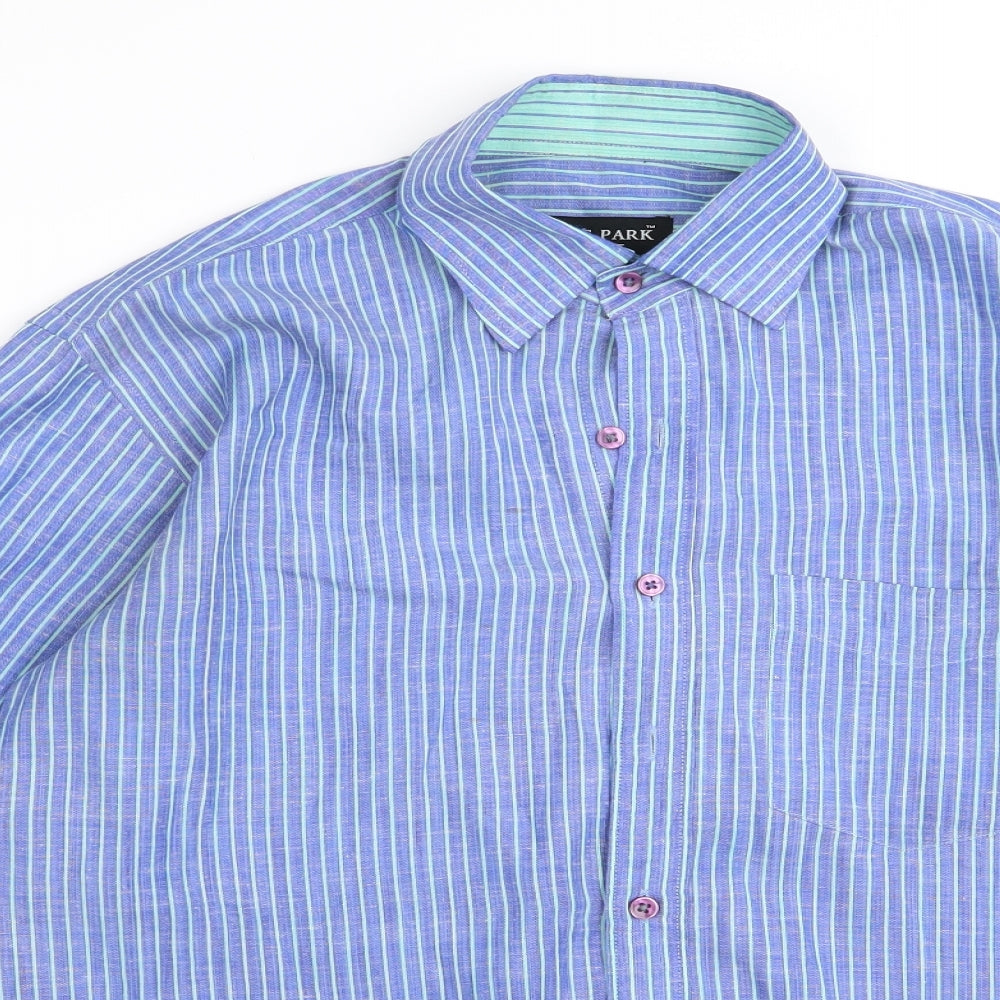 blue park Mens Blue Striped   Button-Up Size 40