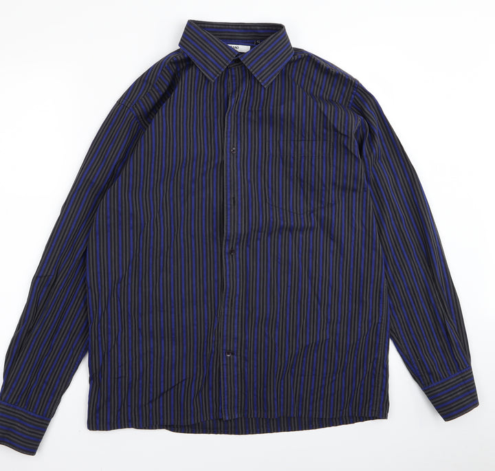 Murano Mens Black Striped   Button-Up Size 40