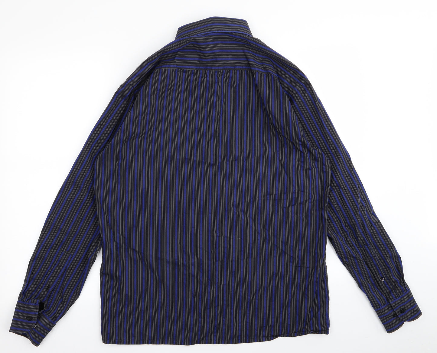 Murano Mens Black Striped   Button-Up Size 40