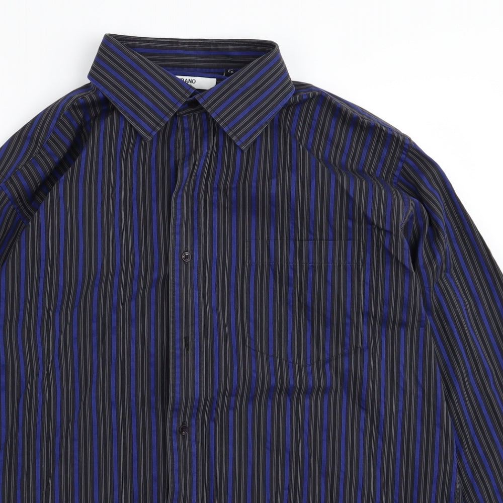 Murano Mens Black Striped   Button-Up Size 40