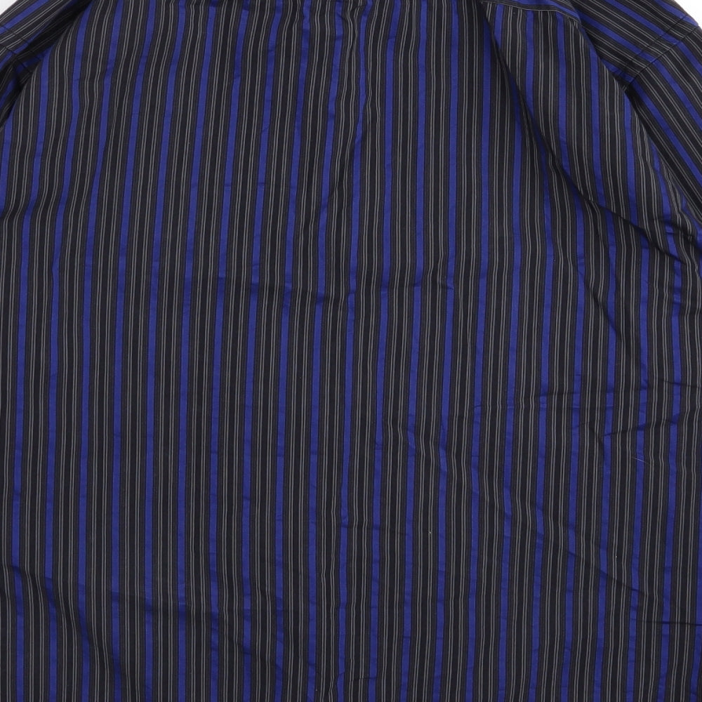 Murano Mens Black Striped   Button-Up Size 40