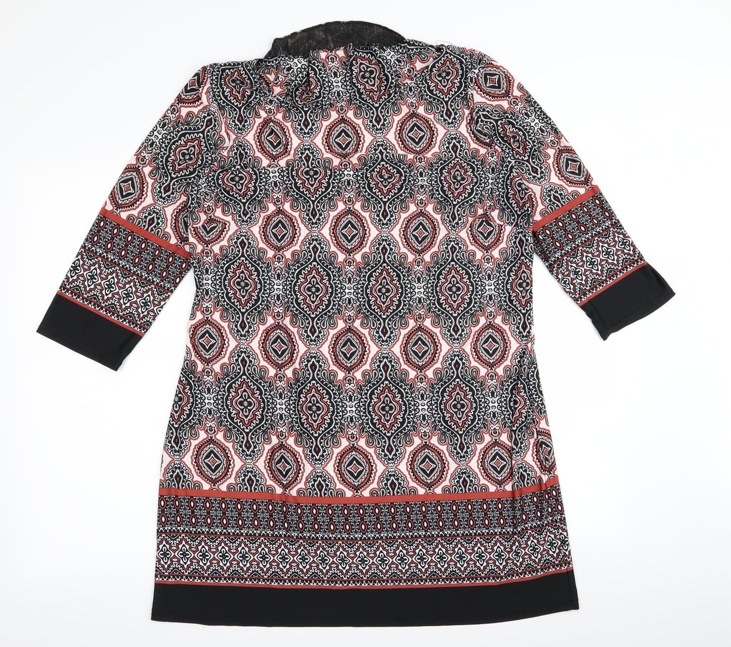 Preworn Womens Black Paisley  T-Shirt Dress  Size 12