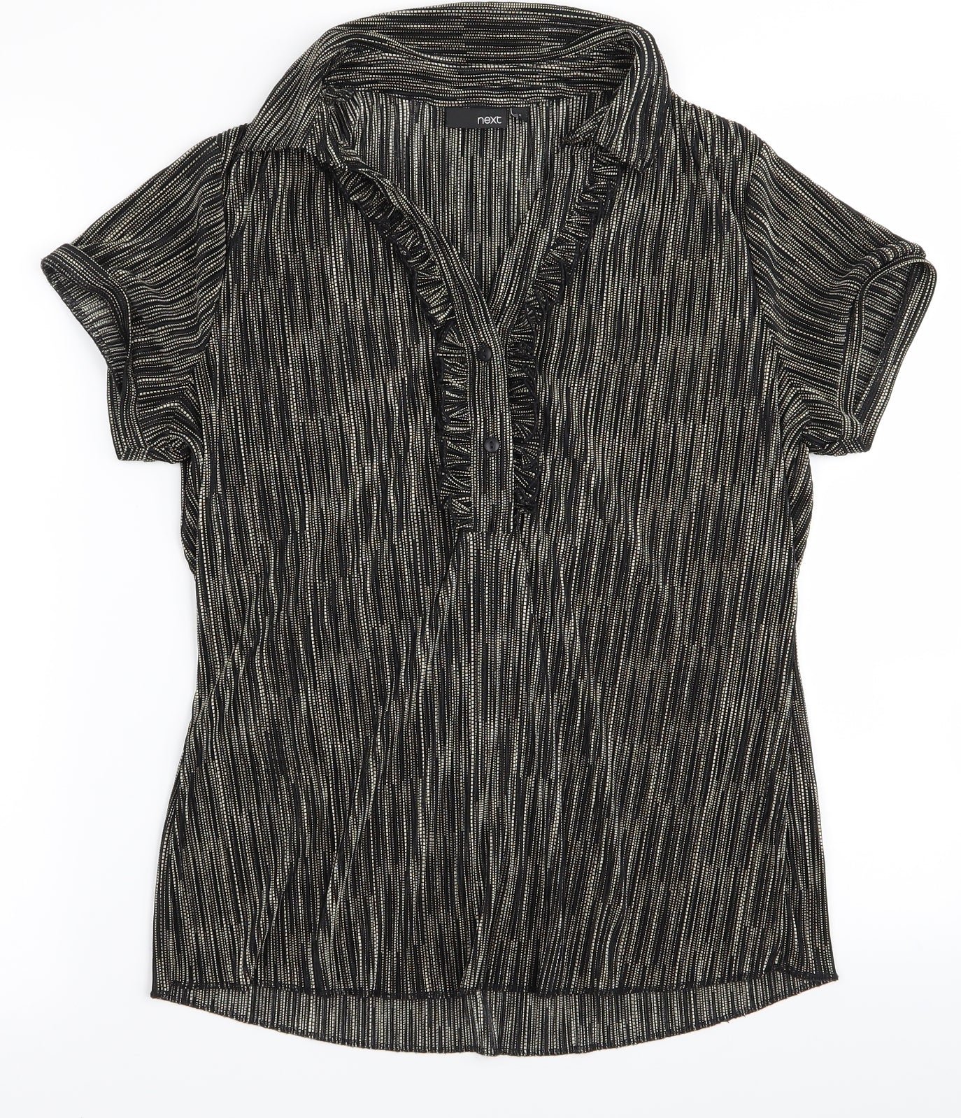 NEXT Womens Black  Rayon Basic Button-Up Size 14