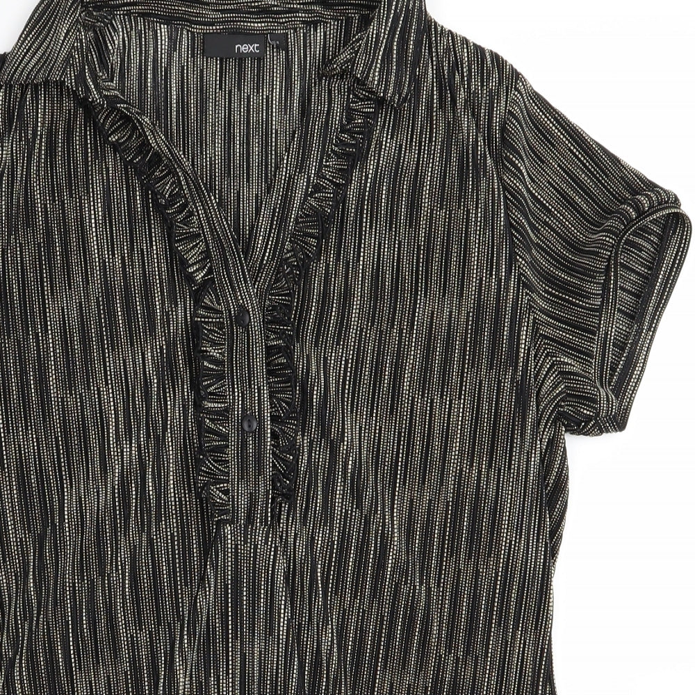 NEXT Womens Black  Rayon Basic Button-Up Size 14