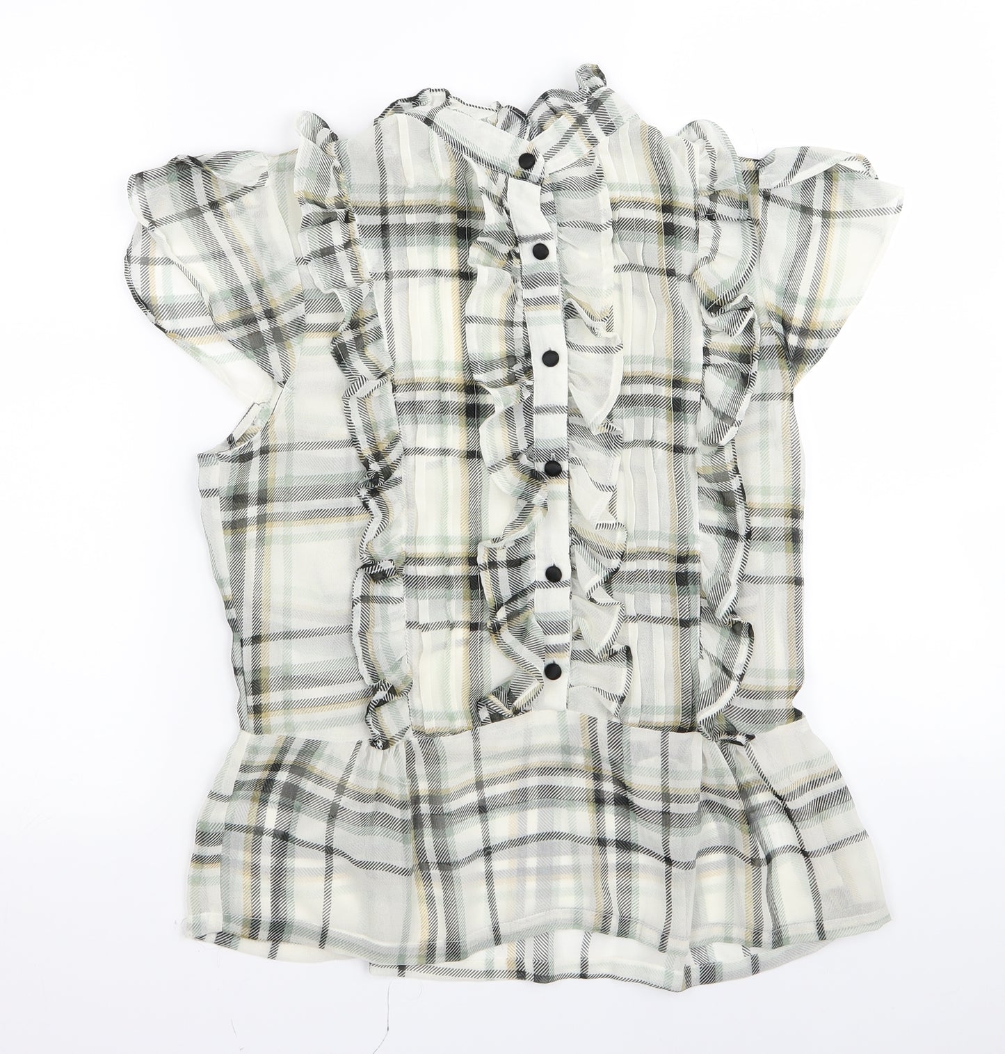 Miso Womens White Check  Basic Blouse Size 12