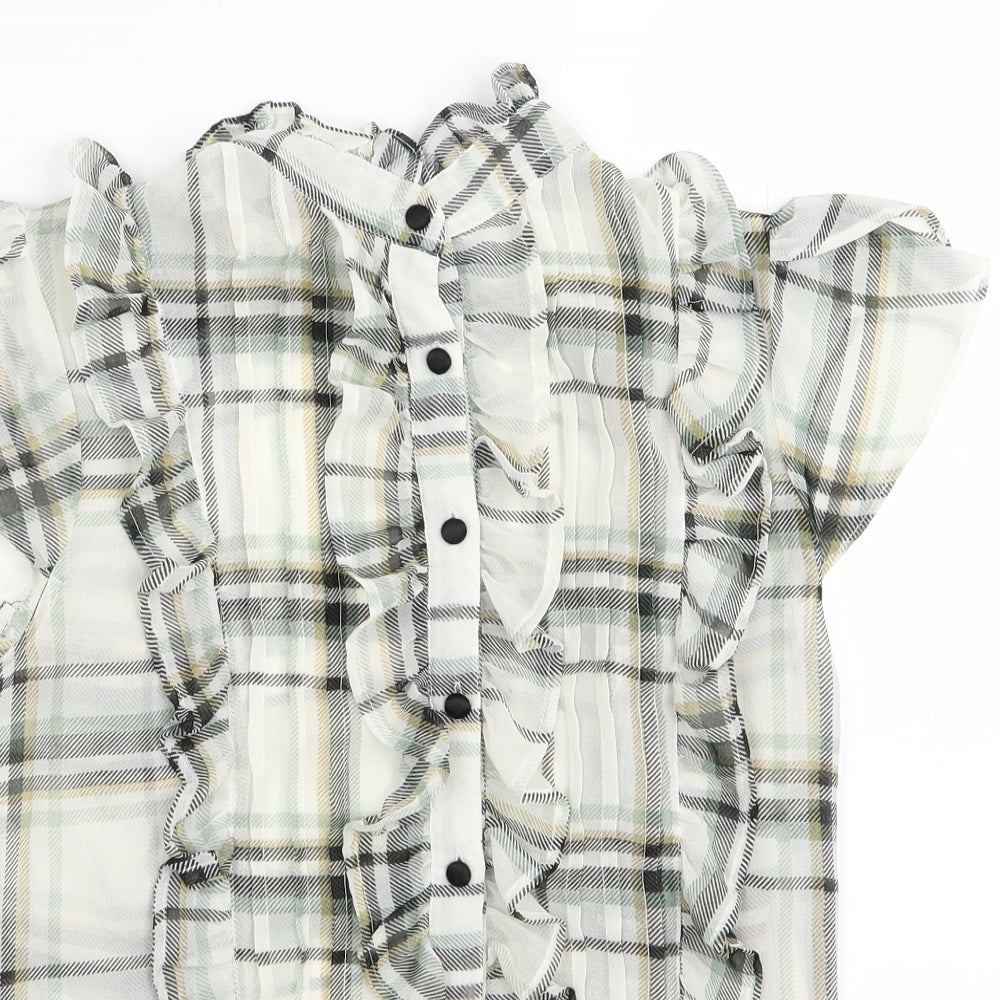 Miso Womens White Check  Basic Blouse Size 12
