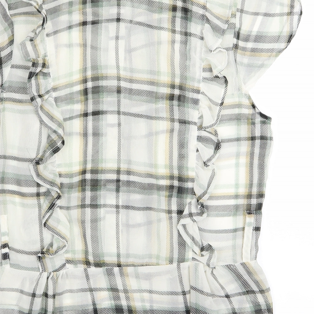 Miso Womens White Check  Basic Blouse Size 12
