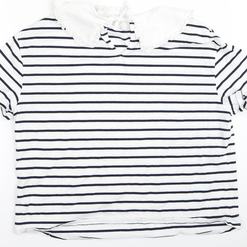 very  Womens White Striped  Basic Blouse Size M