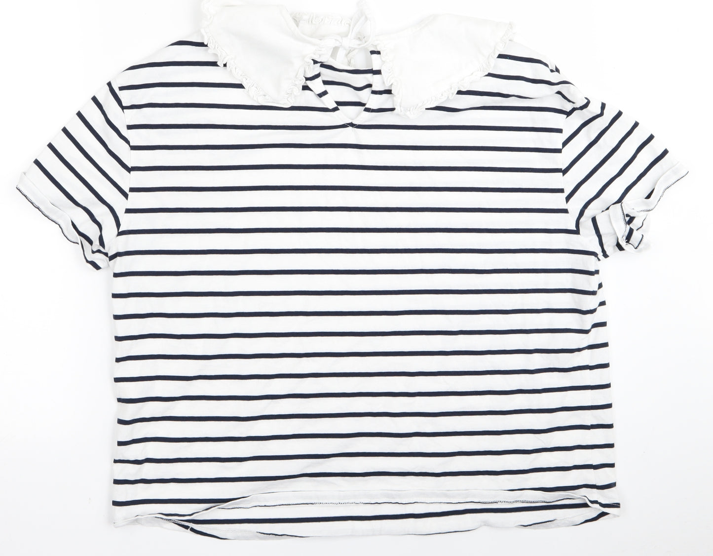 very  Womens White Striped  Basic Blouse Size M