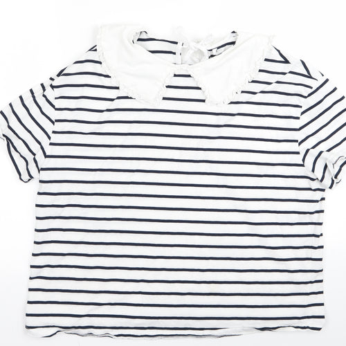 very  Womens White Striped  Basic Blouse Size M