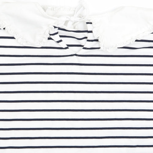 very  Womens White Striped  Basic Blouse Size M